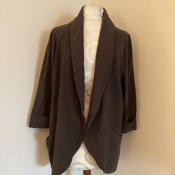 Aritzia Wilfred Chevalier Blazer Crepe Slouchy Open Front Jacket in Green SIZE 4 - Picture 1 of 4